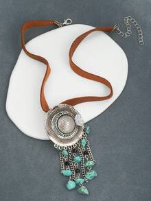 1pc Vintage Western Cowboy & Versatile Casual Pendant Necklace - Multicolor - View 3