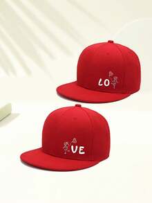 Hippie Baseball Cap With "LOVE" Print, Unisex Adjustable Snapback Hip Hop Couple Hat, Suitable For Travel, Vacation, Sports, Beach, Campus Life, Cruise, Also An Ideal Valentine's Day Gift With Y2K Dad/Mom Hat Elements - Multicolor 1 - View 9