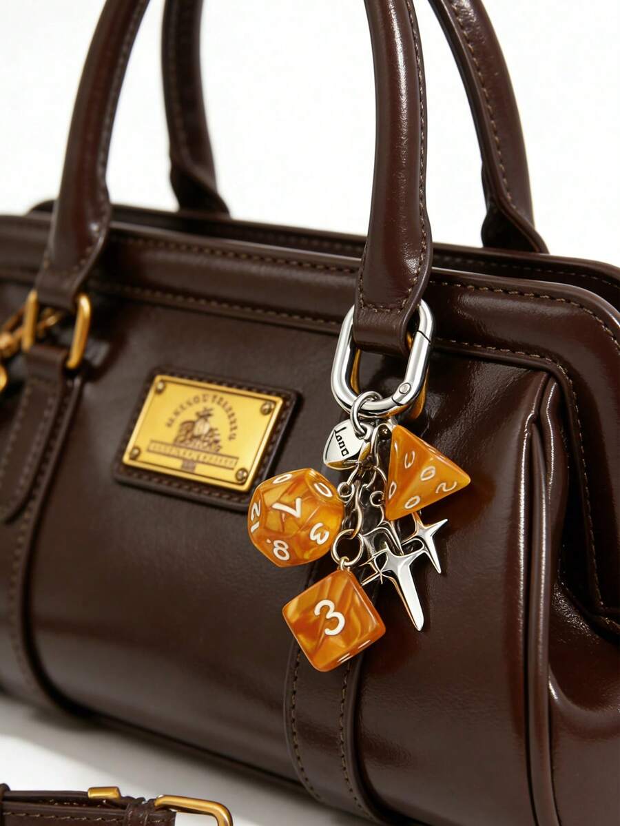 Lucky Dice String Keychain, High-End Multi-Element Bag Hanger, Waist Hanging Ornament - Silver - View 1