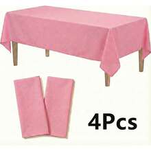 Premium Thickened Disposable Tablecloth Rectangle 54" X 108", Waterproof Oil-Proof Plastic Table Cover, Easy Cleanup Party Supplies For Dining, Camping, Holiday & Outdoor Events - Available In 2-12 Packs - 粉色 - 查看 11