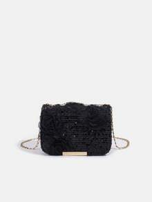 1pc Girls' New Lace Flower Fashion Sequin Crossbody Bag, Stylish Sequins Shoulder Bag, Evening Clutch, Chain Bag, Lipstick Pouch, Coin Purse, Wallet, Suitable For Daily, Party, Travel, Ideal Gift - Multicolor - View 17