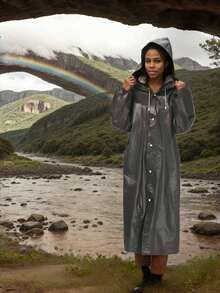 1 Piece Of EVA Non Disposable Raincoat, A Must-Have For Outdoor Travel, Hiking, Camping, And Daily Family Life. The Raincoat Jacket Is Long All Over The Body - Multicolor - View 3