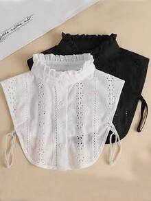 半件装女士提花可拆卸假领，透气镂空可拆卸领衬衫，女士及女孩礼物，情人节礼物 - 彩色 - 查看 2