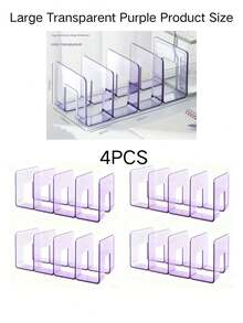 4pcs Transparent Wardrobe Storage Bags, Detachable Closet Organizer Shelves For Bedroom, Bathroom, Office, Space-Saving Storage Racks, Car Storage Drawers, Suitable For Clothes, Socks, Underwear, Desk File And Bookshelf, Great For Back To School - Clear - View 25