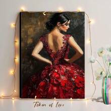 1pc Mexico Wall Art, Winter Wall Art, Christmas Decorations Framed Wall Art, Wrapped Canvas Poster Vintage Prints, Woman In Red Dress, Floral Pattern, Abstract Painting - Abstract, Abstract, Contemporary, Modern Style, Perfect Gift Decor, Wall Art for Living Room Bedroom Office, Hanging Hardware Included - Wrapped Framed Canvas, Vertical - Lienzo enmarcado - Ver 1