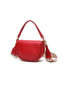 Fashion Angola Red Saddle Women Shoulder Bags Designer Small Flap Handbags Luxury Pu Leather Wide Strap Crossbody Bag 2025 Sac - Red - View 4