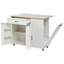 Kitchen Island Bench, Kitchen Cart With Outlets, Cabinet, Dining Cart With Worktop, Sideboard Cabinet, Dining Cart, Self-Service Cabinet, White - White - View 7