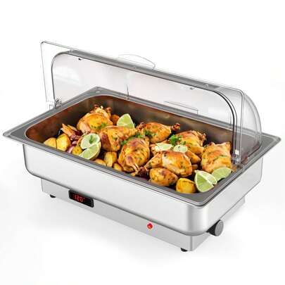 Juego de Buffet eléctrico para Cocina, 9 Cuartos de baño de Acero Inoxidable y Calentadores con Control de Temperatura para Bodas y Fiestas