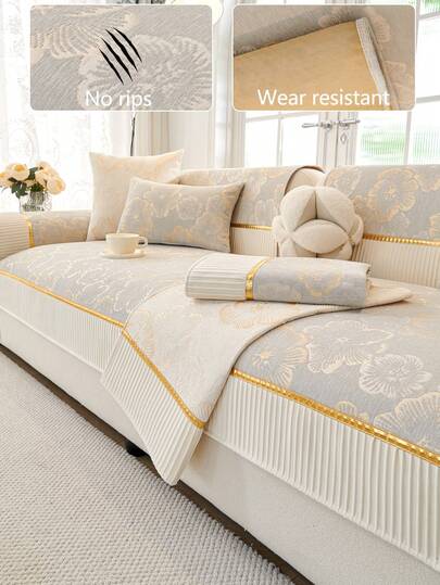 1pc All-Season Sofa Cushion Cover, Modern Minimalist Non-Slip Sofa Seat Pad, Dust-Proof And Washable Sofa Slipcover, Gray Soft And Fashionable, Pet-Friendly Protective Cover, Adjustable For Corner Sofa, Bedroom, Office, Living Room Furniture