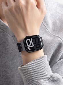 Huastonband 適用於 42mm 38mm 40mm 41mm 44mm 45mm 46mm 49mm，1件中性荔枝紋理矽膠磁吸錶帶，柔軟防汗防滑運動矽膠錶帶，適合 Series Ultra2、Ultra SE2、SE 11、10、9、8、7、6、5、4、3、2、1，送給朋友的派對、聚會、海灘、旅行禮物，中性配件，聖帕特里克節 - 黑灰色 - 查看 7