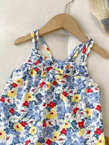 2pcs/Set Girls Casual Ditsy Floral Camisole & Shorts Set, Summer - Ginger - View 3
