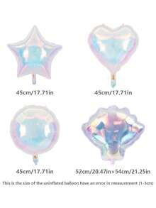 5pcs Colorful Transparent Foil Balloons, 18 Inch Star, Heart, Round, Shell Shaped Balloons Suitable For Birthday Party, Anniversary, Valentine's Day, Baby Shower, Event Decoration