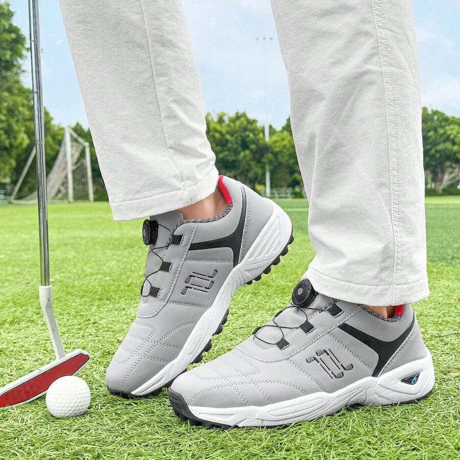 Unisex All-Weather Traction Lightweight Golf Shoes - Suitable For Lawn Course, Casual Wear And Outdoor Sports, Dual-Use For Course And Commute - White/Black/Gray Design, Casual Sports Shoes | Durable Rubber Sole, Versatile - Grey - View 1