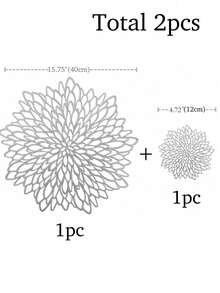 10pcs Gold Flower Pattern 15-Inch Round Placemats, 3.94-Inch Round Hollow Flower Coasters, Washable, Easy To Clean, Wipe-Clean, Non-Slip, Heat-Resistant, Suitable For Room Decor, Dining Table Decor, Home Decor, Holidays, Parties, Birthdays, Weddings And Dinners. - Multicolor - View 11