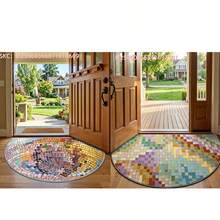 1pc Washable Semi-Circle Entrance Mat - Colorful Disco Ball Pattern, Washable Velvet Surface, Non-Slip Dotted Plastic Bottom, 4 Size Options, Suitable For Entryway, Bedroom And Bathroom, Bestselling And Well-Reviewed Semi-Circle Entrance Mat With Non-Slip Bottom - Multicolor (New) - View 3