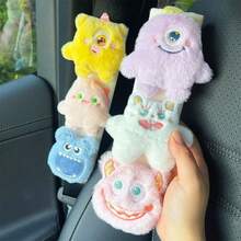 Cute Monster Plush Doll Car Safety Belt Cover, Car Interior Decoration Accessories