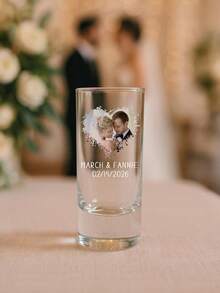 1pc/12pcs Personalized Wedding Shot Glass, 2oz Glass Material, Customizable With Photo And Name | Suitable As Bridesmaid Gift, Valentine's Day Gift, Wedding Decor, Birthday Party Gift, 18th Birthday Gift, Unique Birthday Gift, Photo Souvenir, Fun Birthday Gift, Men's Gift, Shot Glass With Face Pattern, Shot Glass With Photo, Customized Birthday Shot Glass, Personalized Gift And Groomsman Gift ,Forever Love, Wedding Favors - Cốc cao - Xem 2