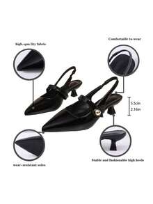 Women's Fashion Pointed Toe Bowknot Slip On Mules, Comfortable Versatile High Heel Backless Sandals, Summer - Black - View 10