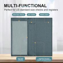 Premium Leather Checkbook Cover For Men And Women Checkbook Holder Wallet RFID Blocking - 綠藍 - 查看 4