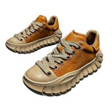 New Luxury Height-Increasing Men's Shoes Niche Sneakers Designer Thick-Soled Casual Shoes Dad Shoes Elegant Women's Sneakers - 駝色加絨 - 查看 2