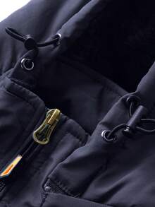 Jackets For Men,Men's Autumn/Winter Outdoor Casual Jacket, Plus Size, Medium-Length, Fleece-Lined, Thickened, Waterproof And Breathable Coat. - Lớp lót lông cừu màu xanh đậm - Xem 5