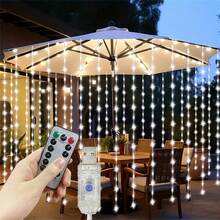 8 功能遥控 USB 供电 LED 窗帘灯，装饰仙女灯串，适用于花园、生日、派对、露营、斋月、墙面背景、室内、室外、情人节、婚礼等场合。 - USB窗簾燈串 - 查看 10