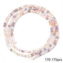 1串2.5毫米彩色方形玻璃珠隔珠散珠，适用于耳环、手链、项链等DIY饰品，170-175颗 - 170-175pcs/條 - 查看 10