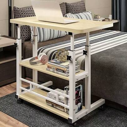 Home Portable Sofa Side Table, Laptop Desk, Temporary Office Desk, Entryway Table, Multi-Purpose Storage Shelf, Reading Table, Desk, Height-Adjustable Desktop, Sofa Side Table, Bedside Storage Table, Sturdy And Durable, Easy To Assemble