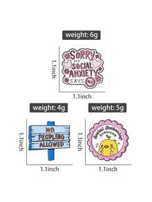 1件/套 “抱歉，我的社交焦虑症说不行”珐琅徽章 哭泣的小鸭 社交聚会幸存者胸针 翻领徽章 珠宝 礼物 送给朋友 - 彩色 - 查看 11