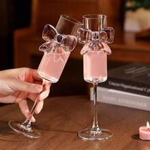 2PCS Butterfly Shaped Champagne Cup Set Glass Butterfly Tall Cup Party Date Champagne Cup Home Crystal Cup Pair - Multicolor - View 1