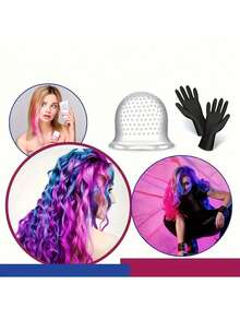 4 peças/5 peças Kit de Ferramentas para Tintura de Cabelo - Ferramentas e Acessórios Profissionais de Penteado, Conjunto Reutilizável de Ferramentas para Tintura de Cabelo com Gancho de Metal e Luvas de Tingimento - Multicolorido - Visão 11