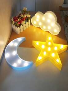 Luces con forma de luna y estrellas con batería LED, iluminación ambiente blanca cálida para el hogar, fiestas, decoración de Ramadán, adecuada para dormitorio, fiesta, boda, decoración festiva - Multicolor - Ver 1