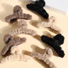 5/6/8/10pcs Oversized Plush Hair Claw Clips, Simple & Comfortable Slouchy Chic Hairstyle Accessories, Suitable For Commute, Casual, Vacation, Fashion Hair Clips Fall Fashion Hair Claw Autumn Hair Accessories Fuzzy Hair Clutch Elegant Clips For Hair - Multicolor - View 10