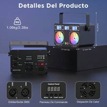 Luces láser para DJ, luces de fiesta, luz láser RGB a todo color para escenario, máquina para espectáculos de luces láser con patrones, control remoto por voz DMX para bodas, iglesias, clubes, fiestas, discotecas, bares, escenarios de clubes, DJ, KTV, karaoke. - Tipo de Enchufe A USA (110-127V) - Ver 7