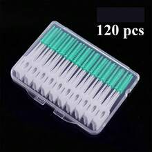 40/120/150/200 PCS Cepillo Interdental de Silicona Cepillo de Dientes Limpieza Entre Dientes Cepillo de Dientes Suave Hilo Dental Palillo de Dientes - 120 piezas azules - Ver 9
