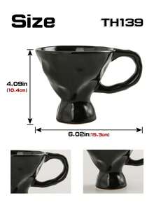 1pc Premium Design Stemware, Ceramic Material, Unique Design Coffee Cup, Suitable For Home, Office, Cafe Use - Multicolor - View 3