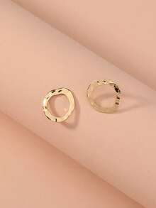 1 par de pendientes de aro geométricos asimétricos minimalistas y de moda para mujeres, adecuados para uso diario - Dorado - Ver 6