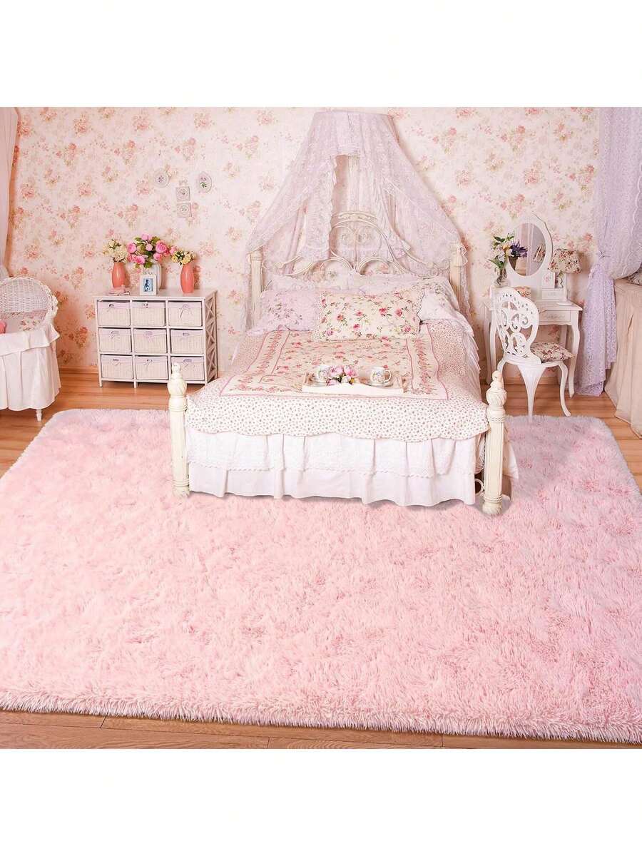 1 Pcs Living Room Rugs Carpet Alfombra Para Sala Rug For Bedroom Bedroom Decor Area Rug For Living Room, 60x90/60x120 Grey High Pile Shag Rug, Ultra Soft Fluffy Anti-Slip Floor Mat, Machine Washable Stain Resistant Pet Carpet, Modern Minimalist Indoor Rug For Bedroom Office - Hồng - Xem 1