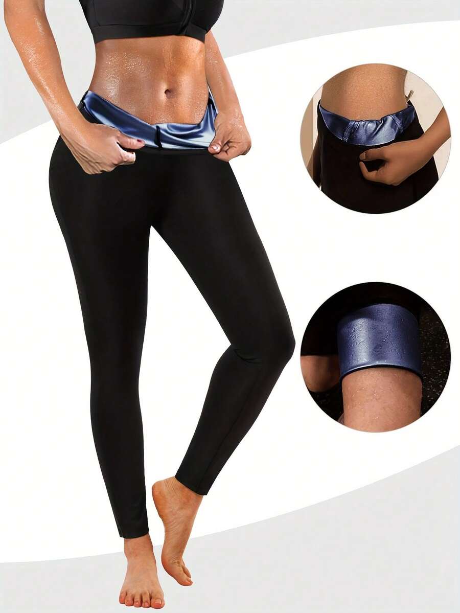 1件装女士高腰吸汗紧身裤，4倍吸汗效率，塑形瘦身紧身裤，针对腰部和腿部吸汗，健身塑形奇迹之泉