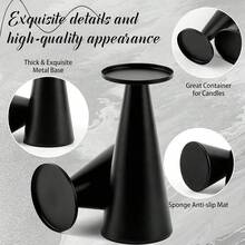 Set 1 buc/3 buc Suport/suport pentru lumânări metalice în stil european modern, cilindric negru, potrivit pentru decorarea mesei și a biroului, ideal pentru nunți romantice, cine la lumina lumânărilor, petreceri de ziua de naștere, banchet, decor pentru casă, poate fi folosit și ca cadou de Ramadan, cadou de Eid, cadou de absolvire, cadou de nuntă, cadou pentru cei dragi. - Negru - Vizualizare 8