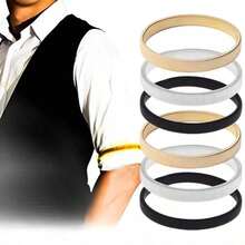 2/6pcs Shirt Sleeve Holder, Elastic Metal Armband, Non-Slip Sleeve Cuffs, Unisex - Multicolor - View 2
