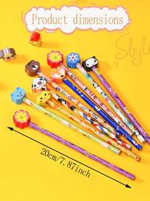 20/40pcs Creative Cartoon Animal Erasers And Pencils,Comes With A Cartoon Animal-Shaped Eraser,Everyday Stationery Items,Back-To-School Gifts,Office Supplies,School Supplie. - Multicolor - View 2