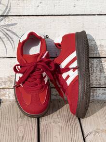 儿童鞋，新款春秋季女童红色帆布鞋，男童运动训练鞋，大童学生鞋（鞋垫随机发货） - 紅色 - 查看 3