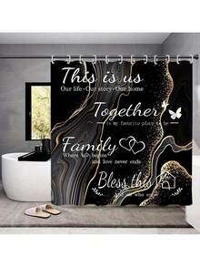 Bathroom Shower Curtain Set, Includes 12 Hooks, Toilet Seat, Bath Mat, Non-Slip Bathroom Rug, Toilet Cover, Polyester Fabric Washable Window Curtain, Bathroom Accessories - Multicolor - View 13