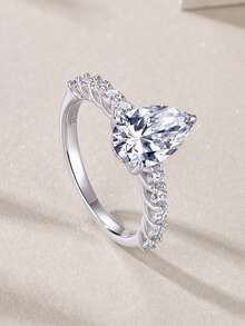Nhẫn Moissanite bạc 925 cao cấp dành cho nữ, không gây dị ứng, thích hợp làm nhẫn đính hôn/cưới, quà tặng ngày Valentine/sinh nhật, hộp quà chống oxy hóa. - Kiểu thứ hai - Xem 6