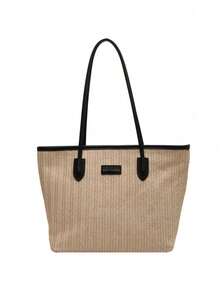 高品质、时尚、简约的女士草编单肩包，经典沙滩休闲手提包，适合度假和日常使用，适合通勤、日常外出、购物和旅行，尤其适合上班族。 - 彩色 - 查看 7