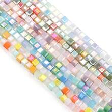 1串2.5毫米彩色方形玻璃珠隔珠散珠，适用于耳环、手链、项链等DIY饰品，170-175颗 - 170-175pcs/條 - 查看 5