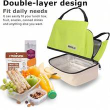 1pc New Dopamine Large Capacity Double Lunch Bag Waterproof Portable Lunch Box Bag Cationic Large Insulated Bag Ice Bag Thickened Picnic Bag Thermal Cooler Lunch Box Bag Picnic Travel Outdoor Summer Beach Women's Picnic Bag Thermal Lunch Bag Multi-Functional Picnic Bag Commuter Bento Bag Lunchbox Lunch Bag Women School Teacher Camping Back To School Cooler Bag Classroom Kitchen Insulated Lunch Bag,Travel Essentials