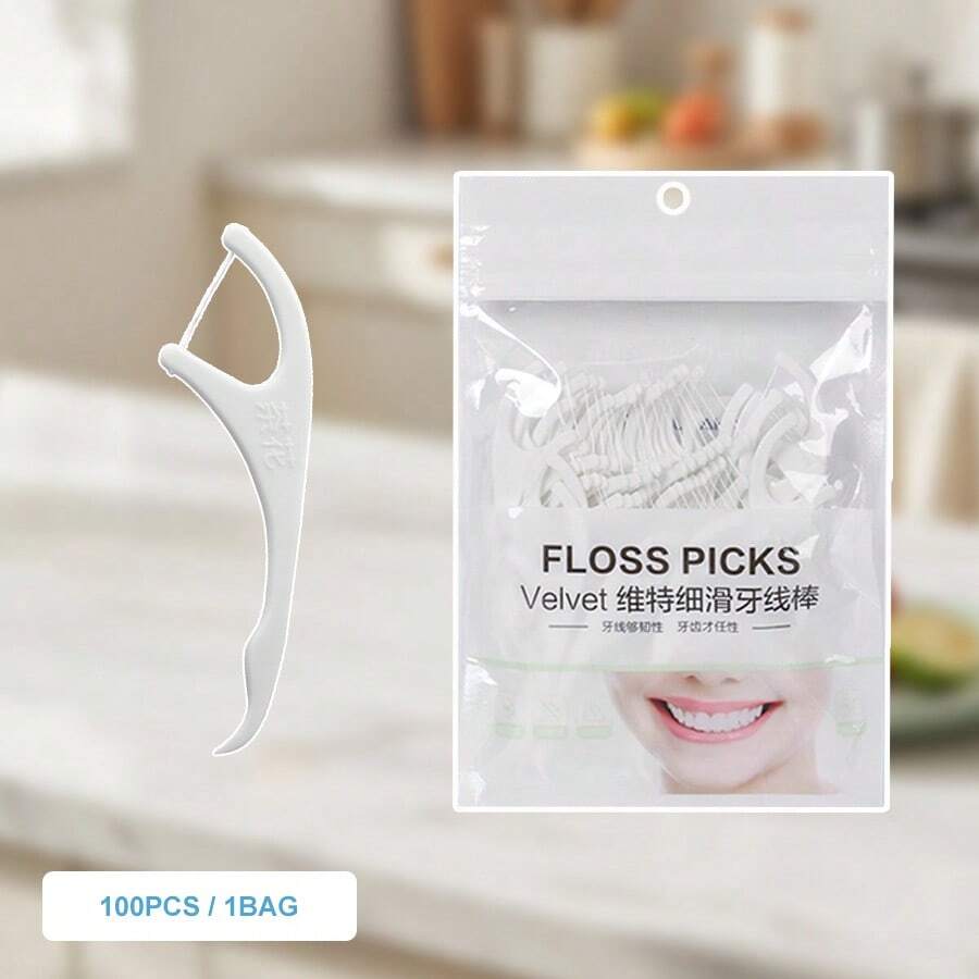 50/100/150-Pack Dental Floss Picks Adult Home Pack Premium Ultra-Fine Dental Floss Cleaning Essential For Home Use Disposable Dental Floss. Ultra-Fine Dental Floss Picks Family Pack - Toothpick, Interdental Brush - Cleaning - Oral Hygiene - Multiple Care For Your Oral Health - Fine Floss For Tooth Protection - Interdental Cleaning Supplies. Suitable For Oral Care, The Floss Will Not Break Or Wear. Portable Disposable Dental Floss Picks Are Essential For Daily Travel And Home Use. - 白色 - 查看 1