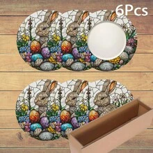 2pcs/4pcs/6pcs Cartoon Easter Bunny & Easter Egg Pattern Silicone Placemats, Holiday Gift, Holiday Decor, Suitable For Dining Table, Coffee Bar, All Season Decoration, Washable Tablemats, Room Decor, Coasters, Draining Mats, Kitchen Dining Placemats, Indoor Outdoor Party Decor, Home Decor, Ideal Gift - Multicolor - View 7